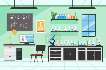 Flat laboratory room illustration Vector illustration