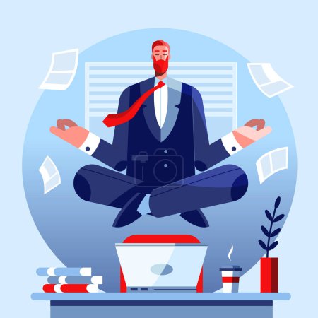 Photo for Flat business man meditating illustration Vector illustration - Royalty Free Image
