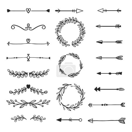 Ilustración de Marcos ornamentales y flechas colección dibujada a mano Vector ilustración - Imagen libre de derechos