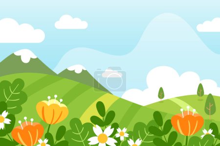 Photo for Hand drawn spring landscape Vector illustration - Royalty Free Image