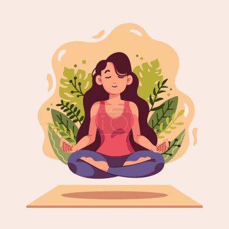 Illustration for Flat people meditating illustration Vector illustration - Royalty Free Image