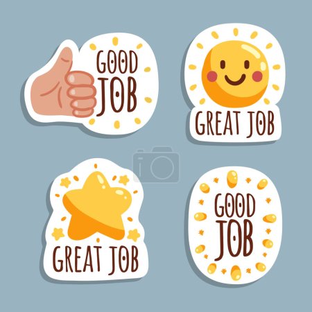 Illustration for Great job stickers pack Vector illustration - Royalty Free Image