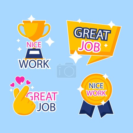 Photo for Flat good job and great job stickers Vector illustration - Royalty Free Image