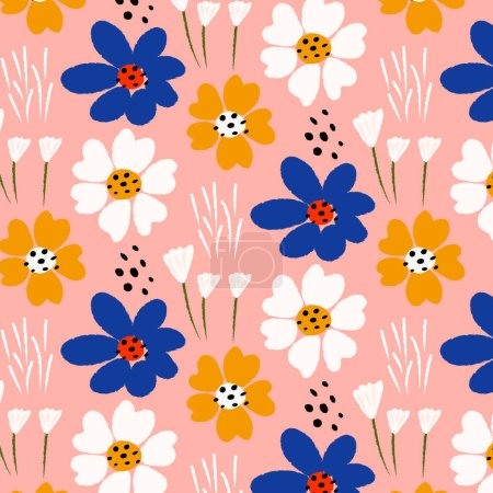Photo for Hand painted abstract floral pattern Vector illustration - Royalty Free Image