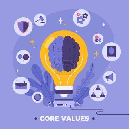 Illustration for Hand drawn flat core values concept Vector illustration - Royalty Free Image