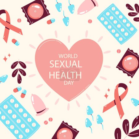 Handgezeichnete Welt sexuelle Gesundheit Tag Illustration Vektor Illustration