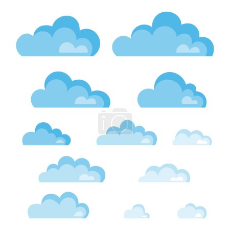 Téléchargez les photos : Ensemble de nuages dessinés à la main Illustration vectorielle - en image libre de droit