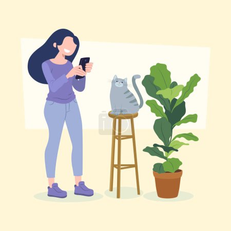 Person taking photos with smartphone illustrated Vector illustration