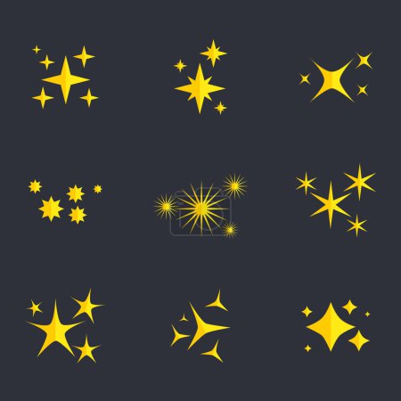 Téléchargez les photos : Ensemble étoile étincelante plate Illustration vectorielle - en image libre de droit