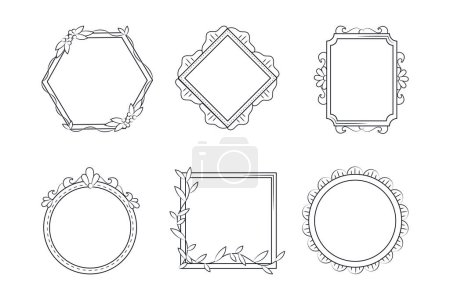 Photo for Hand drawn doodle frames set Vector illustration - Royalty Free Image