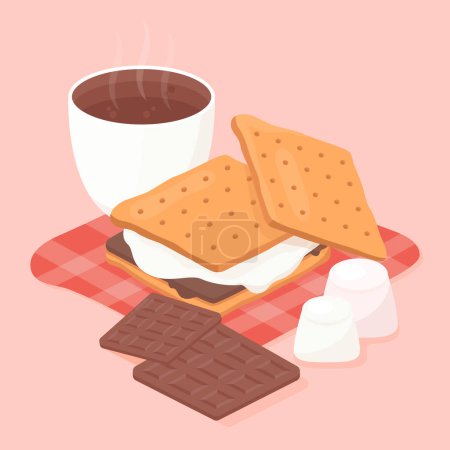 Photo for Flat smores dessert illustrated Vector illustration - Royalty Free Image