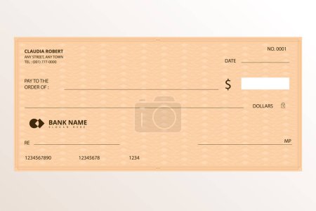 Plantilla de cheque en blanco minimalista Ilustración vectorial
