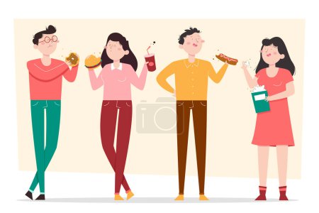Photo for Hand drawn flat design of people eating set Vector illustration - Royalty Free Image
