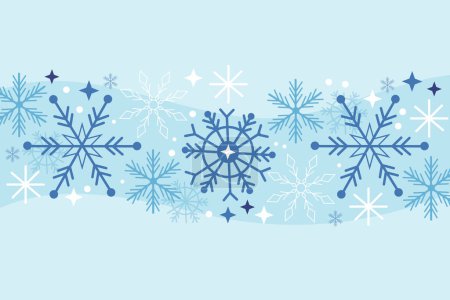 Hand drawn flat design snowflake border Vector illustration