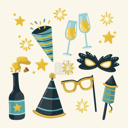Photo for Flat new years eve elements set Vector illustration - Royalty Free Image