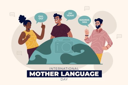 Illustration for Flat international mother language day background Vector illustration - Royalty Free Image