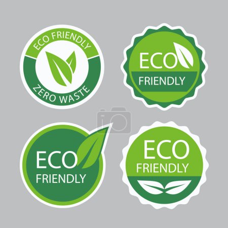 Téléchargez les illustrations : Design plat étiquettes écologiques Illustration vectorielle - en licence libre de droit
