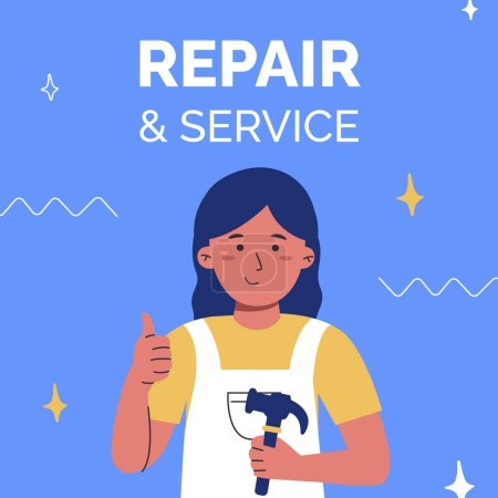 Illustration for Flat car repair shop services posts set Vector illustration - Royalty Free Image
