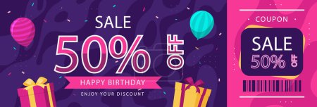 Photo for Birthday sale coupon template design Vector illustration - Royalty Free Image