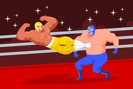 Illustration for Hand drawn mexican wrestler Vector illustration - Royalty Free Image