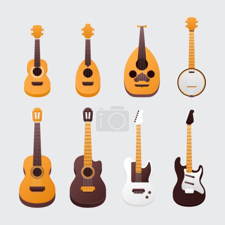 Gradient musical instruments set Vector illustration.