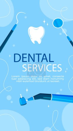 Flat dental clinic stories set Vector illustration.