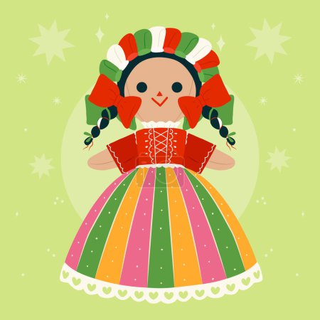Illustration for Beuatiful mexican doll illustration Vector illustration. - Royalty Free Image