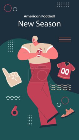 Illustration for Flat design american football post stories Vector illustration. - Royalty Free Image