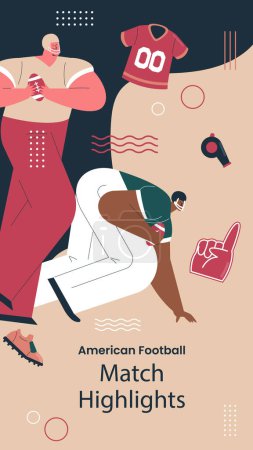 Illustration for Flat design american football post stories Vector illustration. - Royalty Free Image
