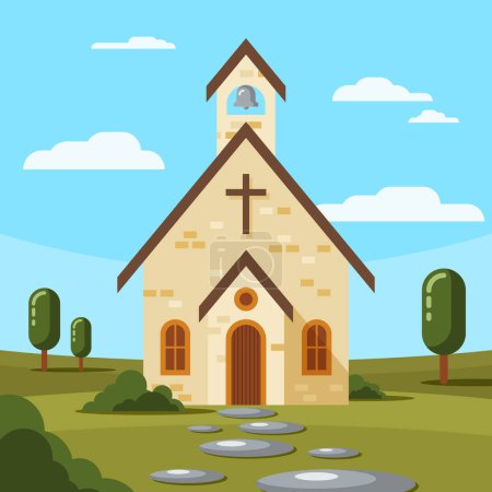 Téléchargez les illustrations : Flat design church building Vector illustration - en licence libre de droit