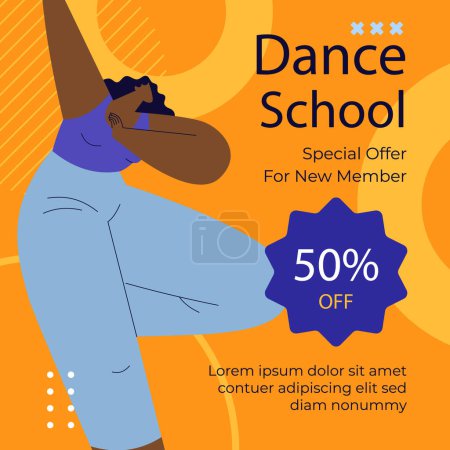 Téléchargez les illustrations : Flat design dance school posts Vector illustration. - en licence libre de droit