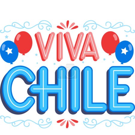 Illustration for Colorful lettering chilean fiestas patrias set Vector illustration - Royalty Free Image
