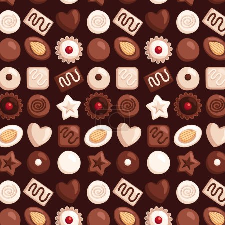 Téléchargez les illustrations : Flat design chocolate pattern design Vector illustration. - en licence libre de droit