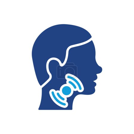 Illustration for Sore Throat Silhouette Icon. Painful Sore Throat Color Icon. Male head in Profile Pictogram. Symptom of Angina, Flu or Cold. Isolated Vector illustration. - Royalty Free Image
