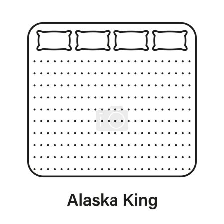 Illustration for Mattress Alaska King Line Icon. Bed Size Dimension Linear Pictogram. Bed Length Measurement for Bedchamber in Hotel or Home Outline Icon. Mattress Size. Editable Stroke. Isolated Vector Illustration. - Royalty Free Image