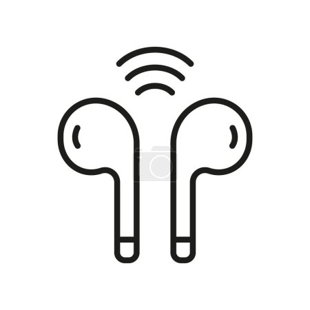 Ilustración de Earphone Line Icon. Wireless Headphone Linear Sign. Portable Ear Phone for Listening to Music Outline Symbol. Earbud Sound Equipment. Headset Icon. Editable Stroke. Isolated Vector Illustration. - Imagen libre de derechos