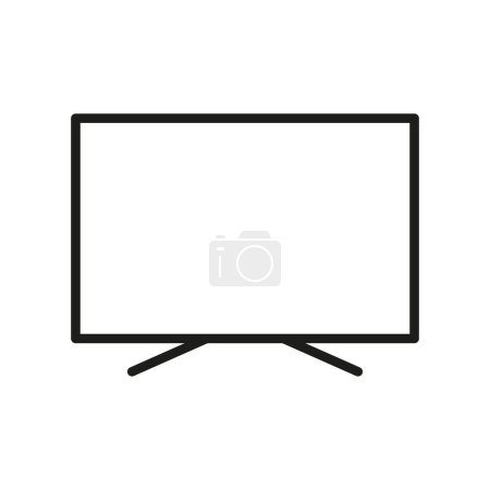 TV Set with Wide Monitor Line Icon. Television LED Display Linear Pictogram. LCD Electronic Technology Monitor Outline Symbol. Smart TV Home Equipment. Editable Stroke. Isolated Vector Illustration.