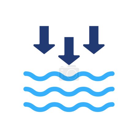 Téléchargez les illustrations : Low Tide Silhouette Icon. Waves on the Sea or Ocean Color Icon. Vector Isolated Illustration. - en licence libre de droit