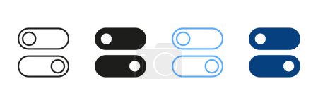 Illustration for Slide On and Off Black and Color Symbol Collection. Switch Button Icon for Devices User Interface. Toggle Buttons Line and Silhouette Icon Set. Isolated Vector illustration. - Royalty Free Image