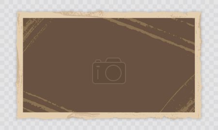 Illustration for Vintage Empty Paper With Aged Frame On Transparent Background. Old Paper, Antique Papyrus. Grunge Texture Blank Page. Retro Rustic Brown Parchment Sheet. Isolated Vector Illustration. - Royalty Free Image