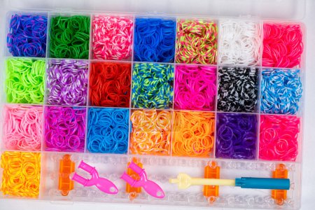 Photo for A set of multi-colored elastic bands for weaving bracelets for children - Royalty Free Image