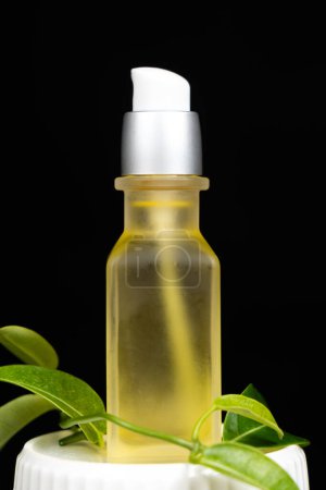 Photo for Natural oil for hair or skin care in glass jar. Eco-friendly cosmetics without plastic. - Royalty Free Image