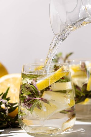 Zitronenwasser mit Minze im Glas