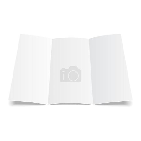 Ilustración de Folleto en blanco de papel triple, volante, hoja ancha, volante, folículo, hoja A4 con sombras. Sobre fondo blanco aislado. Plantilla Mock Up listo para su diseño. Vector EPS10 - Imagen libre de derechos