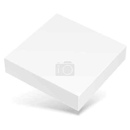 Illustration for Mockup White Flying Product Cardboard Package Box With Shadow. Illustration Isolated On White Background. Mock Up Template Ready For Your Design. Vector EPS10 - Royalty Free Image