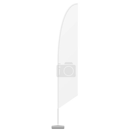 Illustration for Mockup White Outdoor Blade Straight Feather Flag, Stander Advertising Banner Shield. Illustration Isolated On White Background. Mock Up Template Ready For Your Design. Product Packing Vector EPS10 - Royalty Free Image