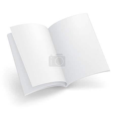 Ilustración de Mockup Blank Flying Magazine, Book, Booklet, Brochure, Cover. Ilustración Aislado sobre fondo blanco. Plantilla Mock Up listo para su diseño. Vector EPS10 - Imagen libre de derechos