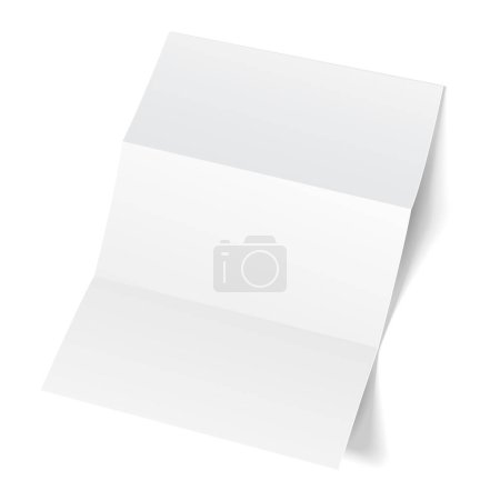 Ilustración de Folleto en blanco de papel triple, volante, hoja ancha, volante, folículo, hoja A4 con sombras. Sobre fondo blanco aislado. Plantilla Mock Up listo para su diseño. Vector EPS10 - Imagen libre de derechos