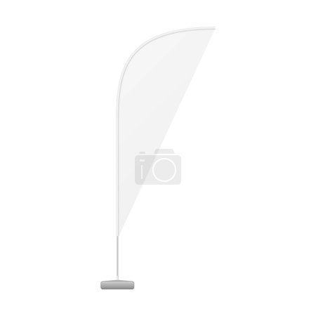 Illustration for Mockup White Outdoor Teardrop Blade Feather Flag, Stander Advertising Banner Shield. Illustration Isolated On White Background. Mock Up Template Ready For Your Design. Product Packing Vector EPS10 - Royalty Free Image