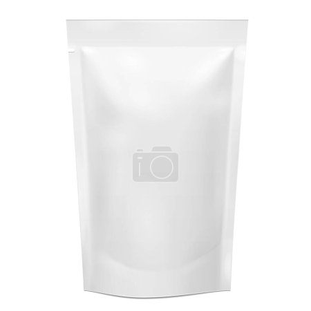 Ilustración de Comida o bebida en blanco de papel de aluminio Doypack Bag Packaging. Plantilla Mock Up listo para su diseño. Producto Embalaje Vector EPS10 - Imagen libre de derechos